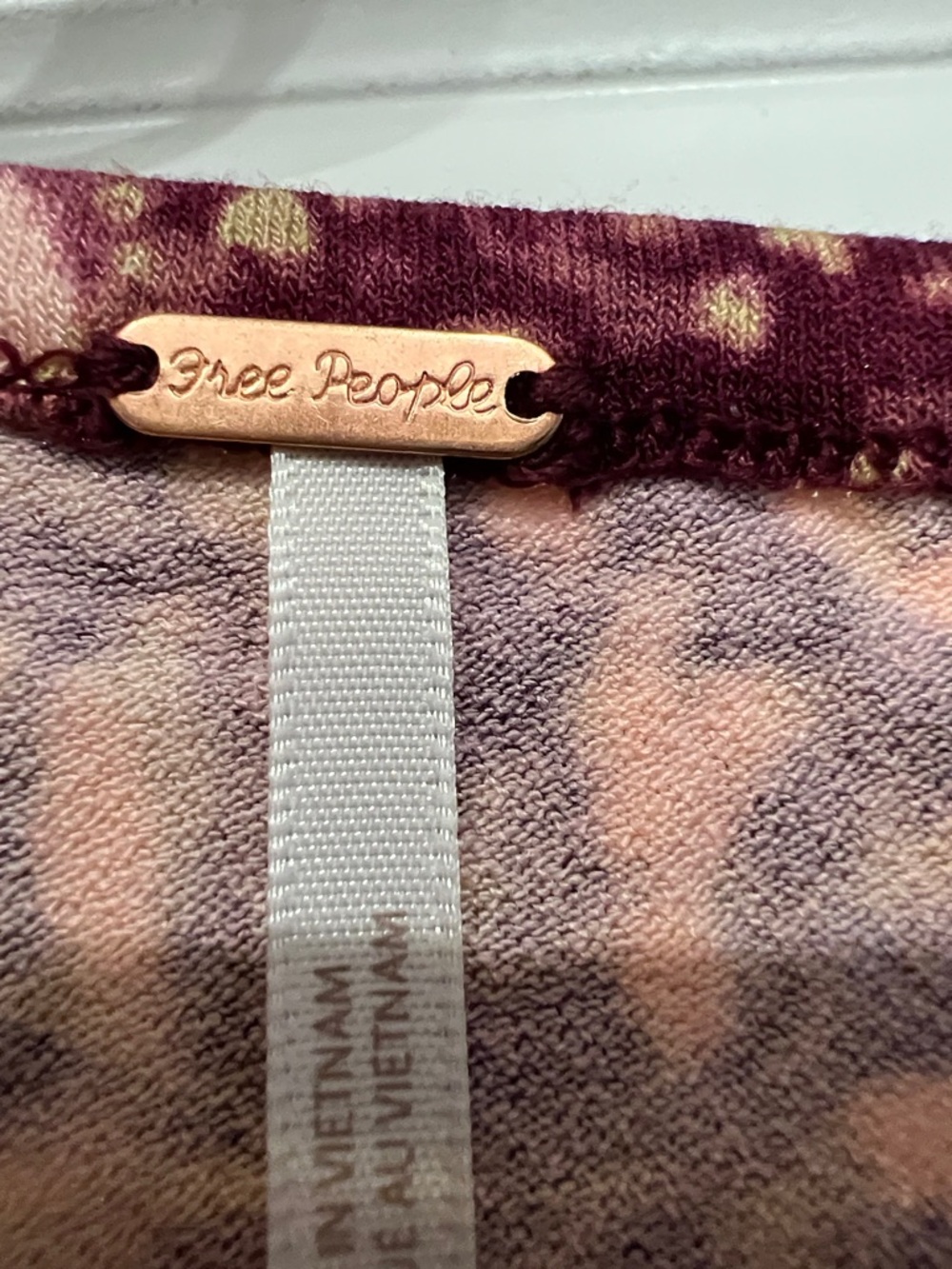 Free People Ruched Long Sleeve Floral Scoop Top in Plum - Picture 2 of 16